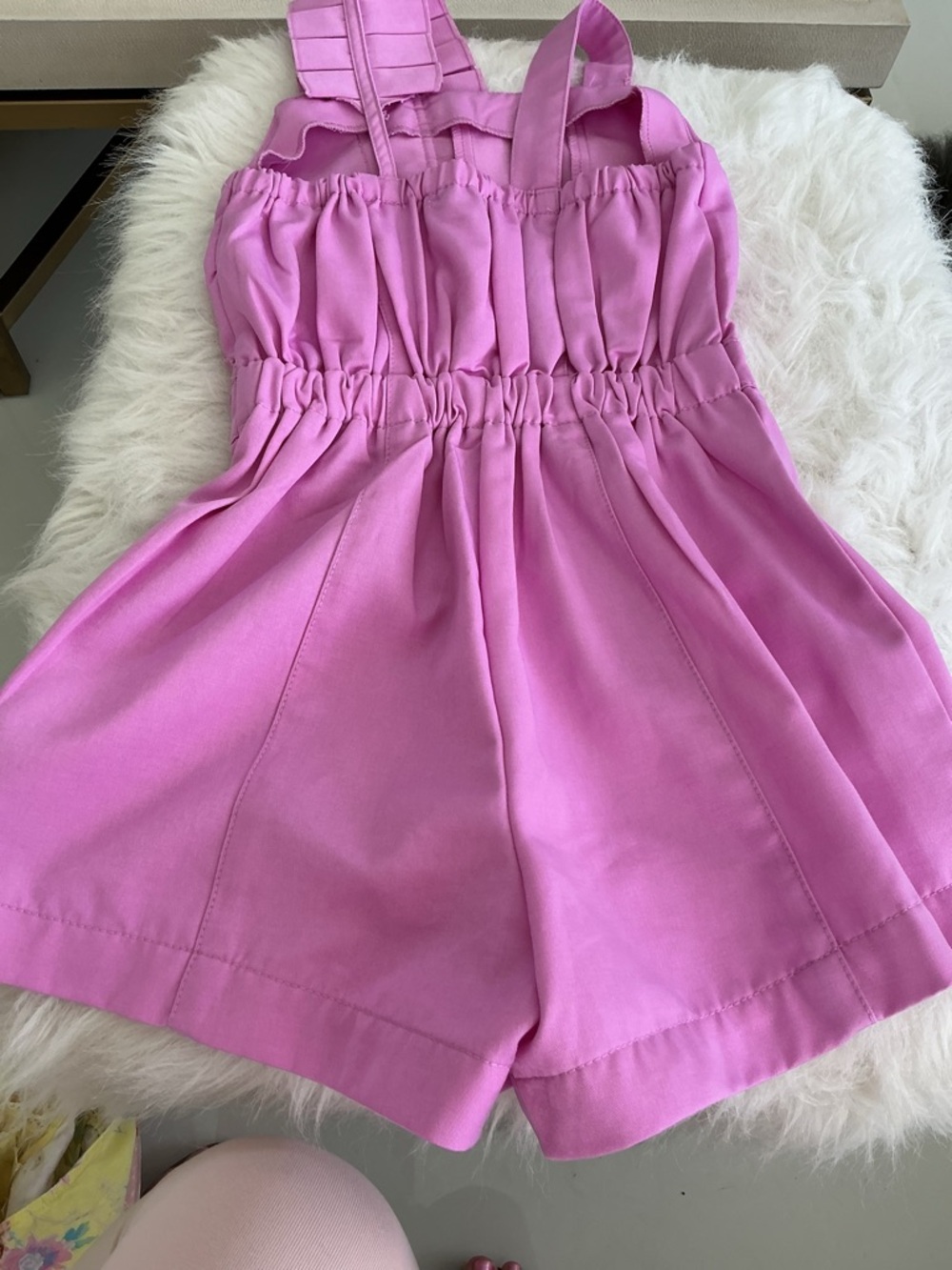 Habitual Girls' Pink Ruffle One-Shoulder Romper - Kids Bottoms 7/8 - Picture 2 of 3